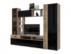 Дуб Делано/Черный глянец